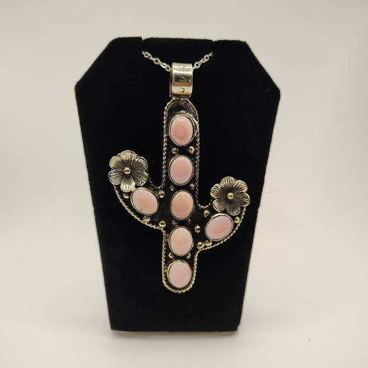 Conch shell cactus pendant