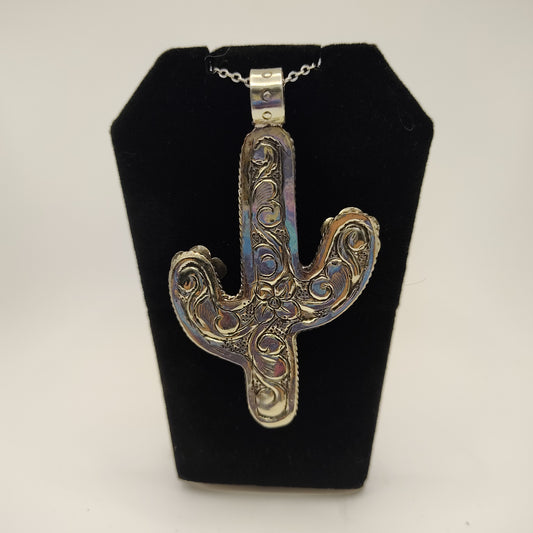 Conch shell cactus pendant